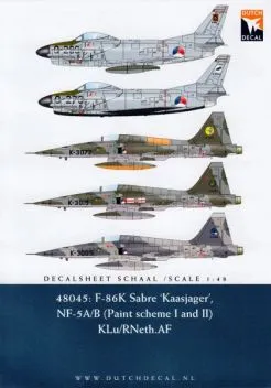 DD48045 F-86K Sabre & NF-5A/B Freedom Fighter, Royal Netherlands Air Force