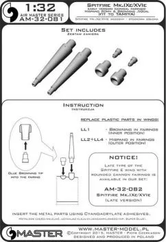 AM32081 Spitfire Mk.IXe/XVIe (Early Version) Gun Barrels with Conical Fairings