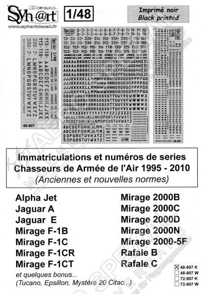 SY48907K French Air Force Registrations and Serials, 1995-2010 (Black & Grey)