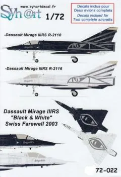 SY72022 Mirage IIIRS Black & White, Schweizer Luftwaffe