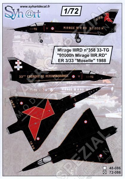 SY72086 Mirage IIIRD Special Finish 90,000 Flight Hours