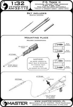 AM32110 F-5A Freedom Fighter & F-5E/F Tiger II (Standard Radome) Cannon Barrels and Pitot Tube