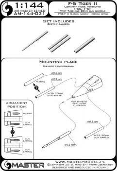 AM44031 F-5E/F Tiger II (Shark Radome) Cannon Barrels and Pitot Tube