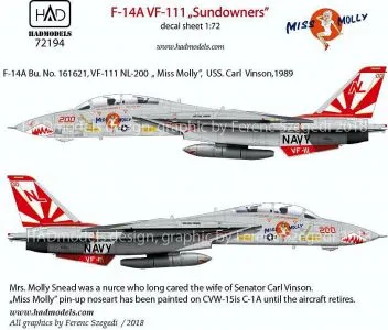HUN72194 F-14A Tomcat Miss Molly VF-111 Sundowners