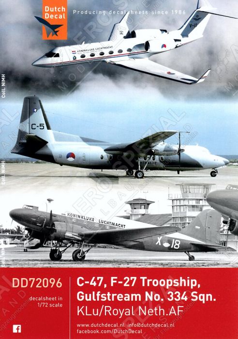DD72096 C-47, F-27 & Gulfstream niederländische Luftwaffe