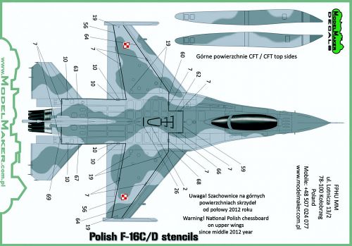 MOD48073A F-16C/D Fighting Falcon Stencils Polish Air Force