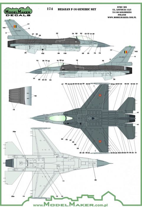 MOD48174 F-16 AM/BM Fighting Falcon Stencils Belgian Air Force