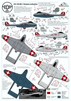 MC48021 D.H.100 Vampire F.1/FB.6 & D.H.115 Vampire T.55 Schweizer Luftwaffe