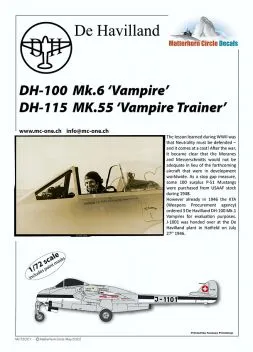 MC72021 D.H.100 Vampire FB.6 & D.H.115 Vampire T.55 Schweizer Luftwaffe