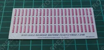 B3D48002 3D printed Remove Before Flight Tags