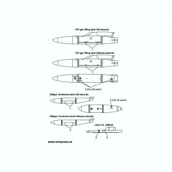 ACD72004 F-16 Fighting Falcon Droptanks Stencils