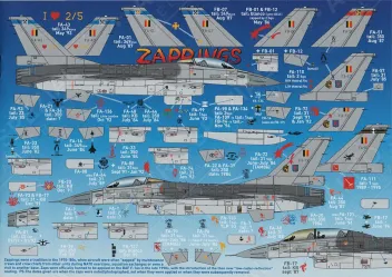 DCD4876 F-16A/B MLU Fighting Falcon belgische Luftwaffe Staffelzeichen, Zappings und Stencils