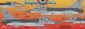 DCD4876 F-16A/B MLU Fighting Falcon belgische Luftwaffe Staffelzeichen, Zappings und Stencils