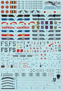 DCD4876 F-16A/B MLU Fighting Falcon belgische Luftwaffe Staffelzeichen, Zappings und Stencils