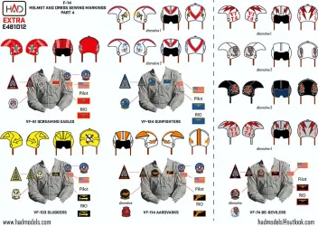 HUNE481012 F-14 Tomcat Pilot Helmet and Dress Sewing Markings