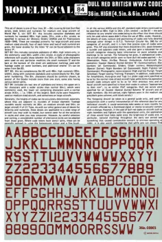 MDC084 Britische WK II 36&quote; mattrote Buchstaben und Ziffern