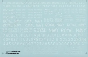 XD48045 Britische Nachkriegszeit weiße Buchstaben, Ziffern und Schriftzüge