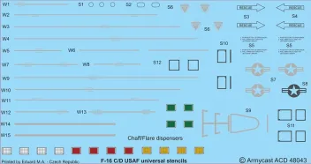 ACD48043 F-16C/D Fighting Falcon U.S. Air Force grundlegende Stencils und Walkways