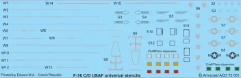 ACD72051 F-16C/D Fighting Falcon U.S. Air Force grundlegende Stencils und Walkways