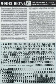 MDC105 Britische Vorkriegszeit 18“, 20“ und 24“ schwarze Buchstaben und Ziffern