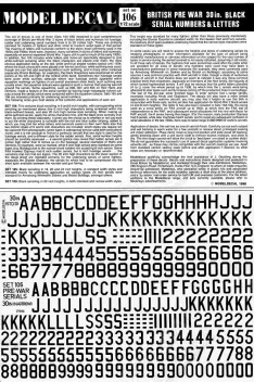 MDC106 Britische Vorkriegszeit 30“ schwarze Buchstaben und Ziffern