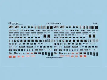 AS48PLA Cockpit-Beschriftungen und Datenschilder für alliierte Flugzeuge WK II