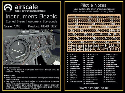 PE48BEZ Cockpit-Instrumentenrahmen (fotogeätzt) für Flugzeuge von WK I bis heute