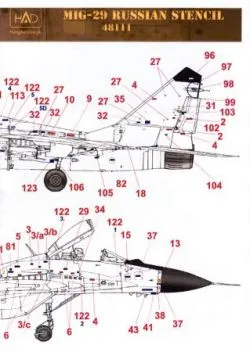 HUN48111 MiG-29B/UB Fulcrum-A/B russische Stencils