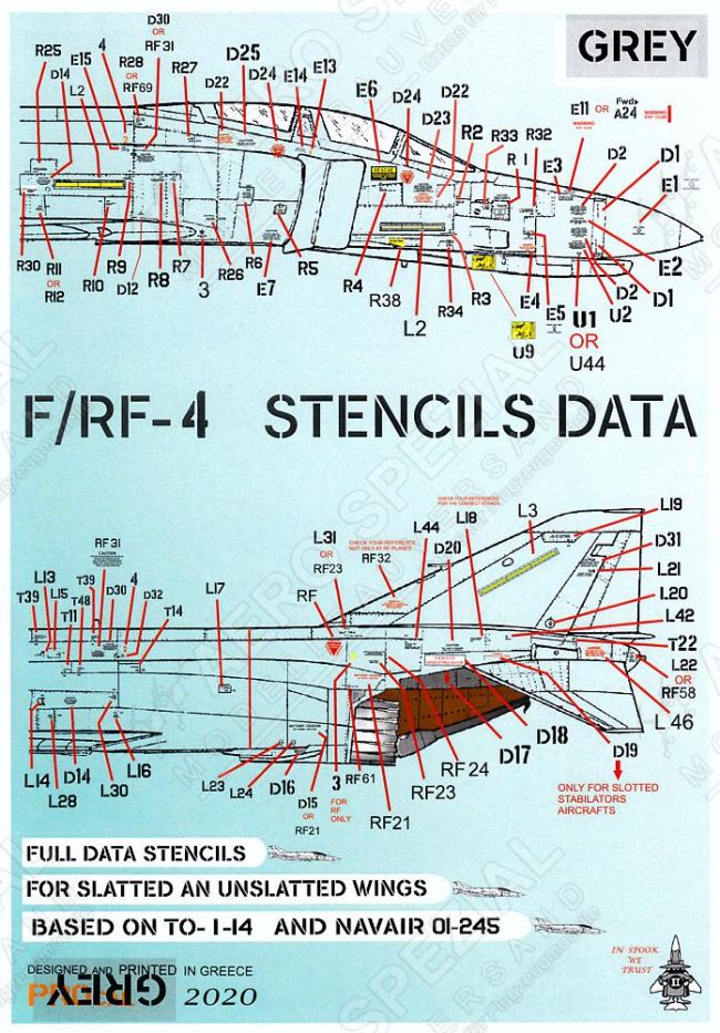 PROCAL F-RF-4 STENCILS DATA GREY 1/48