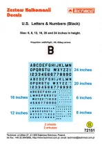 TMD72151S U.S. Letters and Digits 6, 8, 10, 12, 16, 20 and 24 inch (black)
