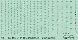 MOD72020 MiG-21bis/M/MF/PFM/UM Stencils Polish Air Force