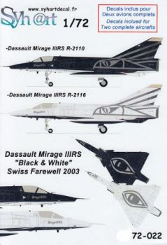 SY72022 Mirage IIIRS Special Finish Black & White, Swiss Air For