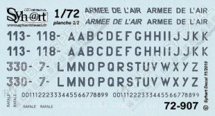 SY72907K Flugzeugcodes der französischen Luftwaffe, 1995-2010 (Schwarz & Grau)
