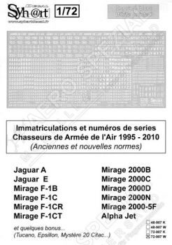 SY72907W French Air Force Registrations and Serials, 1995-2010 (White)