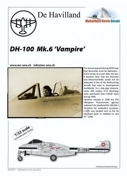 MC32021 D.H.100 Vampire FB.6 Swiss Air Force