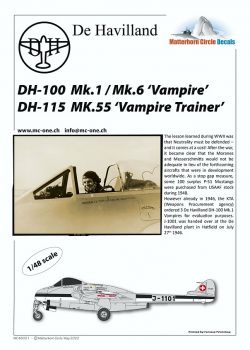 MC48021 D.H.100 Vampire F.1/FB.6 & D.H.115 Vampire T.55 Swiss Air Force