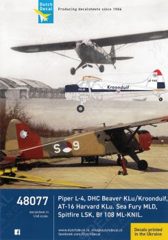 DD48077 Beaver, Bf 108, Harvard, Piper L-4, Sea Fury & Spitfire Royal Netherlands Air Force & Navy