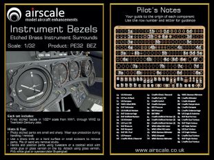 PE32BEZ Cockpit Instrument Bezels (photo-etched) for Aircraft from WW I to Present Day