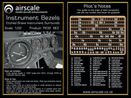 PE32BEZ Cockpit Instrument Bezels (photo-etched) for Aircraft from WW I to Present Day