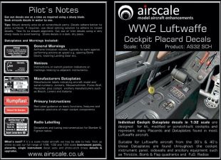 AS32SCH Cockpit Placards for Luftwaffe Aircraft WW II